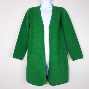 Vibrant Green Women's Open Front Ribbed Cardigan See Measurements For Size
